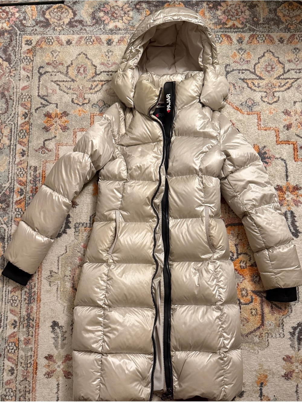Pajar Solstice Long Puffer Coat in Light Beige